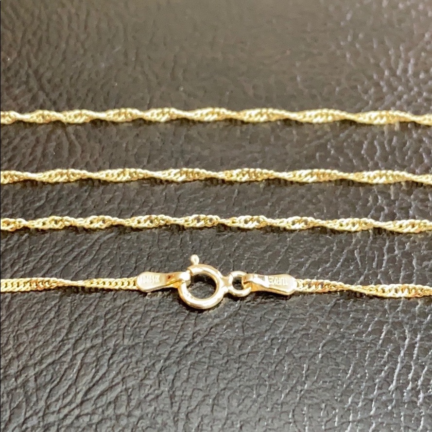 14k Solid Real Gold 1.4mm Singapore Chain Necklace